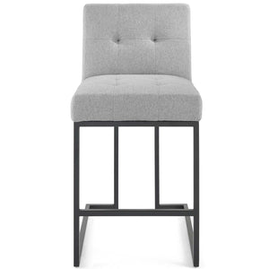 ModwayModway Privy Black Stainless Steel Upholstered Fabric Counter Stool EEI-3854 EEI-3854-BLK-LGR- BetterPatio.com