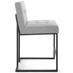 ModwayModway Privy Black Stainless Steel Upholstered Fabric Counter Stool EEI-3854 EEI-3854-BLK-LGR- BetterPatio.com