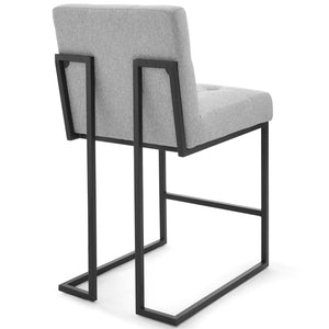 ModwayModway Privy Black Stainless Steel Upholstered Fabric Counter Stool EEI-3854 EEI-3854-BLK-LGR- BetterPatio.com