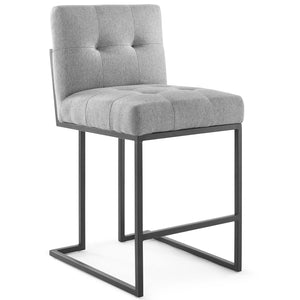 ModwayModway Privy Black Stainless Steel Upholstered Fabric Counter Stool EEI-3854 EEI-3854-BLK-LGR- BetterPatio.com