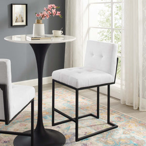 ModwayModway Privy Black Stainless Steel Upholstered Fabric Counter Stool EEI-3854 EEI-3854-BLK-WHI- BetterPatio.com