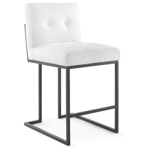 ModwayModway Privy Black Stainless Steel Upholstered Fabric Counter Stool EEI-3854 EEI-3854-BLK-WHI- BetterPatio.com