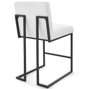 ModwayModway Privy Black Stainless Steel Upholstered Fabric Counter Stool EEI-3854 EEI-3854-BLK-WHI- BetterPatio.com