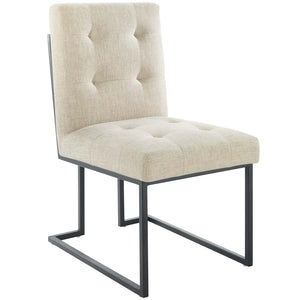 ModwayModway Privy Black Stainless Steel Upholstered Fabric Dining Chair EEI-3745 EEI-3745-BLK-BEI- BetterPatio.com