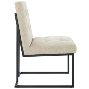 ModwayModway Privy Black Stainless Steel Upholstered Fabric Dining Chair EEI-3745 EEI-3745-BLK-BEI- BetterPatio.com