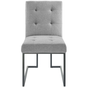 ModwayModway Privy Black Stainless Steel Upholstered Fabric Dining Chair EEI-3745 EEI-3745-BLK-LGR- BetterPatio.com