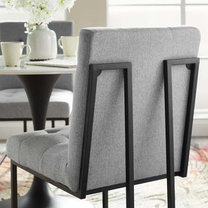 ModwayModway Privy Black Stainless Steel Upholstered Fabric Dining Chair EEI-3745 EEI-3745-BLK-LGR- BetterPatio.com