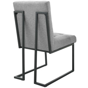 ModwayModway Privy Black Stainless Steel Upholstered Fabric Dining Chair EEI-3745 EEI-3745-BLK-LGR- BetterPatio.com