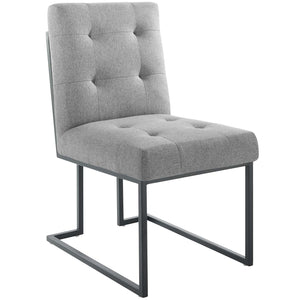 ModwayModway Privy Black Stainless Steel Upholstered Fabric Dining Chair EEI-3745 EEI-3745-BLK-LGR- BetterPatio.com