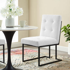ModwayModway Privy Black Stainless Steel Upholstered Fabric Dining Chair EEI-3745 EEI-3745-BLK-WHI- BetterPatio.com