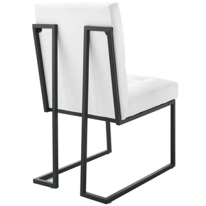 ModwayModway Privy Black Stainless Steel Upholstered Fabric Dining Chair EEI-3745 EEI-3745-BLK-WHI- BetterPatio.com