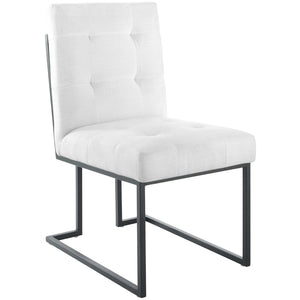 ModwayModway Privy Black Stainless Steel Upholstered Fabric Dining Chair EEI-3745 EEI-3745-BLK-WHI- BetterPatio.com