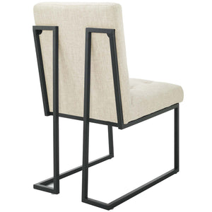 ModwayModway Privy Black Stainless Steel Upholstered Fabric Dining Chair Set of 2 EEI-4153 EEI-4153-BLK-BEI- BetterPatio.com