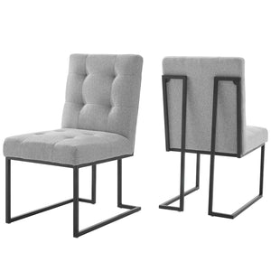 ModwayModway Privy Black Stainless Steel Upholstered Fabric Dining Chair Set of 2 EEI-4153 EEI-4153-BLK-LGR- BetterPatio.com