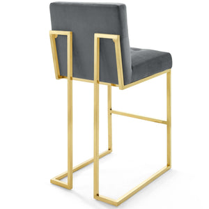 ModwayModway Privy Gold Stainless Steel Performance Velvet Bar Stool EEI-3856 EEI-3856-GLD-CHA- BetterPatio.com