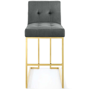 ModwayModway Privy Gold Stainless Steel Performance Velvet Bar Stool EEI-3856 EEI-3856-GLD-CHA- BetterPatio.com