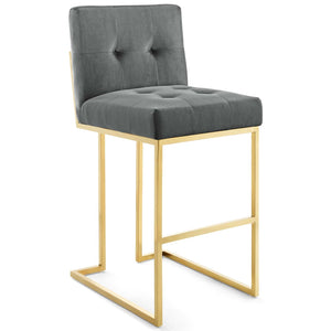 ModwayModway Privy Gold Stainless Steel Performance Velvet Bar Stool EEI-3856 EEI-3856-GLD-CHA- BetterPatio.com