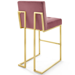 ModwayModway Privy Gold Stainless Steel Performance Velvet Bar Stool EEI-3856 EEI-3856-GLD-DUS- BetterPatio.com