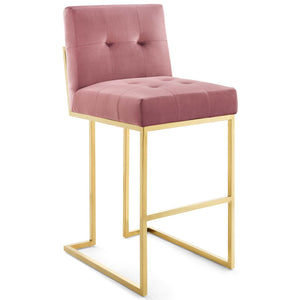 ModwayModway Privy Gold Stainless Steel Performance Velvet Bar Stool EEI-3856 EEI-3856-GLD-DUS- BetterPatio.com