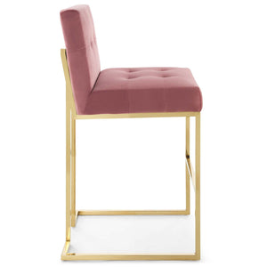 ModwayModway Privy Gold Stainless Steel Performance Velvet Bar Stool EEI-3856 EEI-3856-GLD-DUS- BetterPatio.com