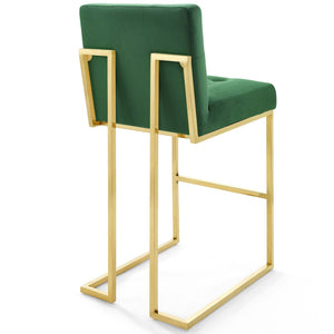 ModwayModway Privy Gold Stainless Steel Performance Velvet Bar Stool EEI-3856 EEI-3856-GLD-EME- BetterPatio.com