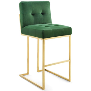 ModwayModway Privy Gold Stainless Steel Performance Velvet Bar Stool EEI-3856 EEI-3856-GLD-EME- BetterPatio.com