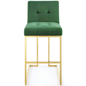 ModwayModway Privy Gold Stainless Steel Performance Velvet Bar Stool EEI-3856 EEI-3856-GLD-EME- BetterPatio.com