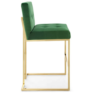 ModwayModway Privy Gold Stainless Steel Performance Velvet Bar Stool EEI-3856 EEI-3856-GLD-EME- BetterPatio.com