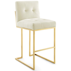 ModwayModway Privy Gold Stainless Steel Performance Velvet Bar Stool EEI-3856 EEI-3856-GLD-IVO- BetterPatio.com