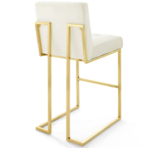 ModwayModway Privy Gold Stainless Steel Performance Velvet Bar Stool EEI-3856 EEI-3856-GLD-IVO- BetterPatio.com