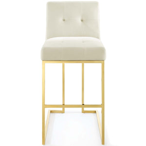 ModwayModway Privy Gold Stainless Steel Performance Velvet Bar Stool EEI-3856 EEI-3856-GLD-IVO- BetterPatio.com