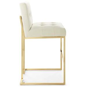 ModwayModway Privy Gold Stainless Steel Performance Velvet Bar Stool EEI-3856 EEI-3856-GLD-IVO- BetterPatio.com