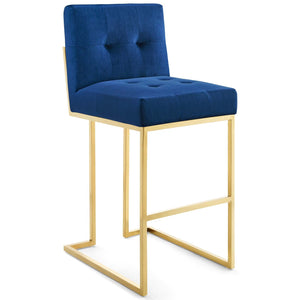 ModwayModway Privy Gold Stainless Steel Performance Velvet Bar Stool EEI-3856 EEI-3856-GLD-NAV- BetterPatio.com