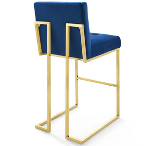 ModwayModway Privy Gold Stainless Steel Performance Velvet Bar Stool EEI-3856 EEI-3856-GLD-NAV- BetterPatio.com