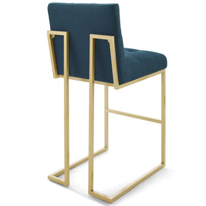 ModwayModway Privy Gold Stainless Steel Performance Velvet Bar Stool Set of 2 EEI-4157 EEI-4157-GLD-AZU- BetterPatio.com