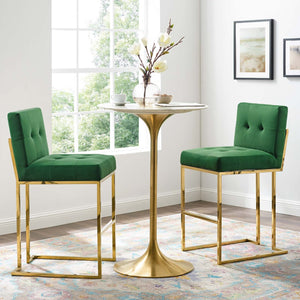 ModwayModway Privy Gold Stainless Steel Performance Velvet Bar Stool Set of 2 EEI-4158 EEI-4158-GLD-EME- BetterPatio.com