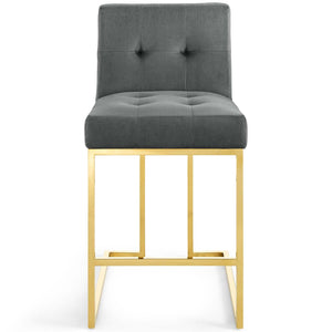 ModwayModway Privy Gold Stainless Steel Performance Velvet Counter Stool EEI-3853 EEI-3853-GLD-CHA- BetterPatio.com