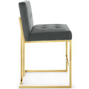 ModwayModway Privy Gold Stainless Steel Performance Velvet Counter Stool EEI-3853 EEI-3853-GLD-CHA- BetterPatio.com