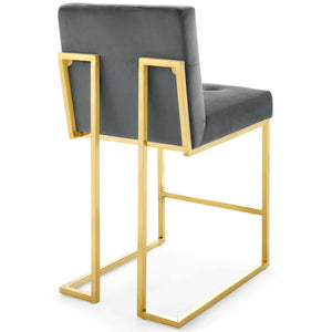 ModwayModway Privy Gold Stainless Steel Performance Velvet Counter Stool EEI-3853 EEI-3853-GLD-CHA- BetterPatio.com