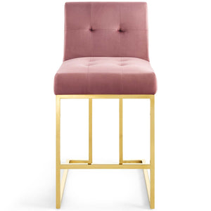 ModwayModway Privy Gold Stainless Steel Performance Velvet Counter Stool EEI-3853 EEI-3853-GLD-DUS- BetterPatio.com