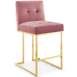 ModwayModway Privy Gold Stainless Steel Performance Velvet Counter Stool EEI-3853 EEI-3853-GLD-DUS- BetterPatio.com