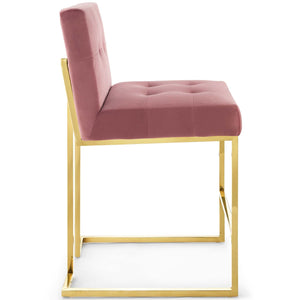 ModwayModway Privy Gold Stainless Steel Performance Velvet Counter Stool EEI-3853 EEI-3853-GLD-DUS- BetterPatio.com