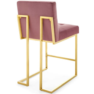 ModwayModway Privy Gold Stainless Steel Performance Velvet Counter Stool EEI-3853 EEI-3853-GLD-DUS- BetterPatio.com