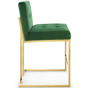 ModwayModway Privy Gold Stainless Steel Performance Velvet Counter Stool EEI-3853 EEI-3853-GLD-EME- BetterPatio.com