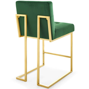 ModwayModway Privy Gold Stainless Steel Performance Velvet Counter Stool EEI-3853 EEI-3853-GLD-EME- BetterPatio.com