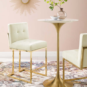 ModwayModway Privy Gold Stainless Steel Performance Velvet Counter Stool EEI-3853 EEI-3853-GLD-IVO- BetterPatio.com