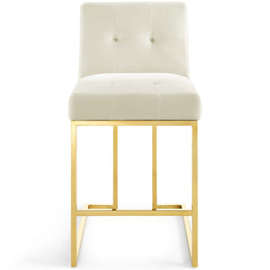 ModwayModway Privy Gold Stainless Steel Performance Velvet Counter Stool EEI-3853 EEI-3853-GLD-IVO- BetterPatio.com