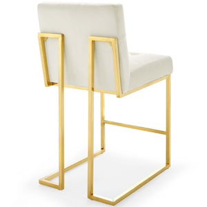 ModwayModway Privy Gold Stainless Steel Performance Velvet Counter Stool EEI-3853 EEI-3853-GLD-IVO- BetterPatio.com