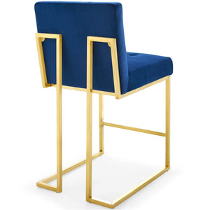 ModwayModway Privy Gold Stainless Steel Performance Velvet Counter Stool Set of 2 EEI-4155 EEI-4155-GLD-NAV- BetterPatio.com