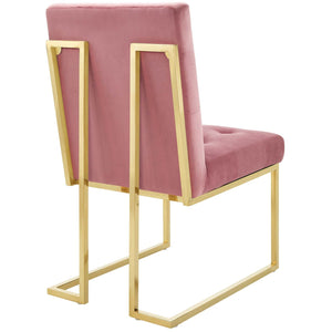 ModwayModway Privy Gold Stainless Steel Performance Velvet Dining Chair EEI-3744 EEI-3744-GLD-DUS- BetterPatio.com